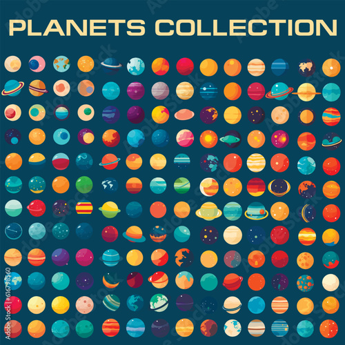 Cartoon vector planet collection. Planet icons set