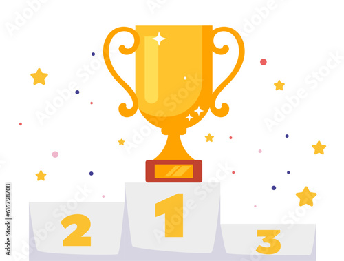 Trophy cup winner prize championship podium concept. Vector design graphic illustration