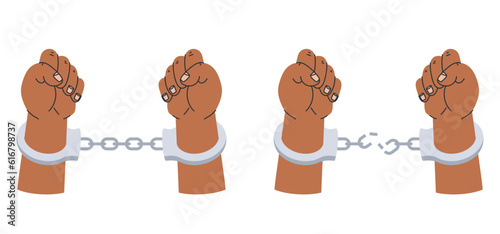Prison handcuffed hand handcuff punishment isolated set. Vector design graphic illustration
