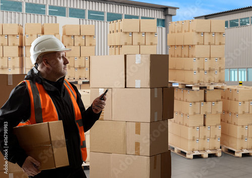 Man is loader. Warehouse wo...