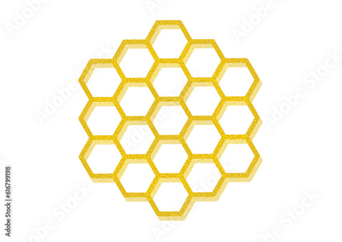kombination aus 19 regelmäßigen sechsecken als symbolische darstellung einer bienenwabe