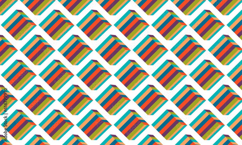 Colorful neo geometric pattern. Grid with color geometrical shapes