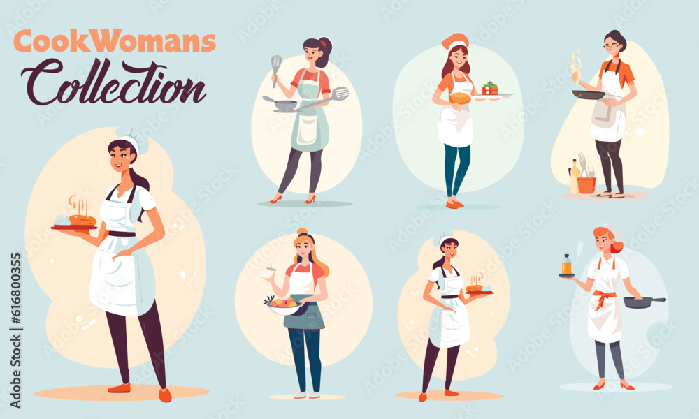 Fototapeta premium Young beautiful vector woman figures collection. Set of vector girls