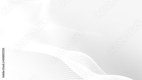 Dot white gray wave light technology texture background. Abstract big data digital concept. 3d rendering.