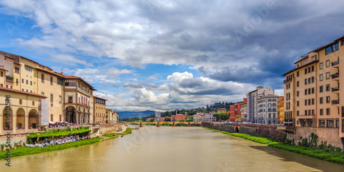 Old bridge Ponte Vecchio over Arno river in Florence, Italy.