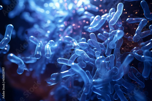 Bacteria generated with AI. 3d microscopic render. 3d image, perfect to use as a computer background, powerpoint présentation, linkedin post, website, portfolio