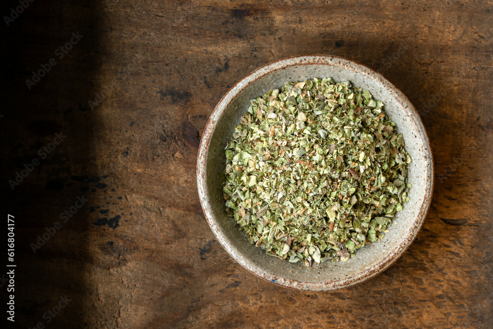 Dried Marjoram Herb in a Bowl Dried Marjoram Herb in a Bowl