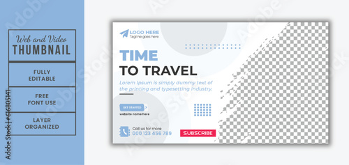 Time to Travel promotional travel agency video thumbnail design