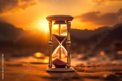 Sunset Golden Hour Hourglass. AI