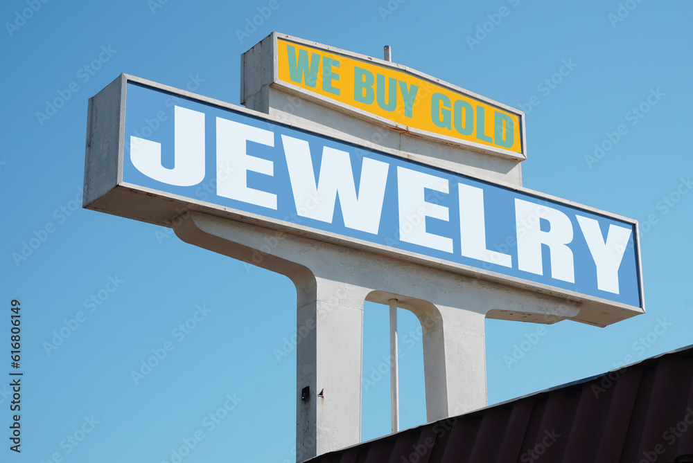 Aged and worn jewelry store sign Aged and worn jewelry store sign