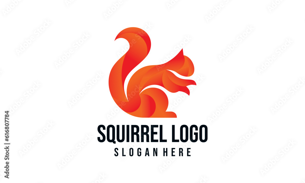 squirrel illutration vector logo design