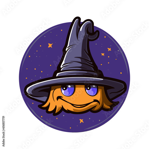 Cartoon astrologer face. Vector illustration.