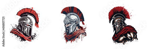 Spartan warrior face. Cartoon vector illustration.
