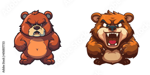 Angry bear icon. Cartoon vector illustration.