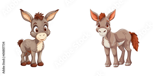 Cute cartoon donkey. Vector illustration.