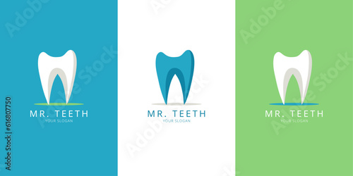 Modern logo for a dentist, tooth, different versions, icon, isolated, generative ai