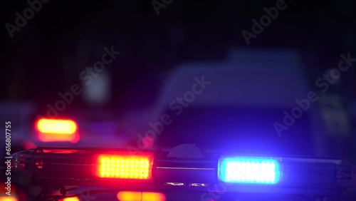 Police lights in flashing at night
