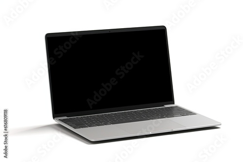 Open laptop computer on a white background created with generative ai technology