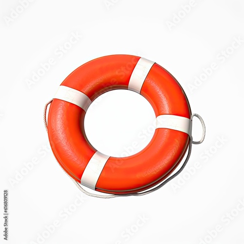 Orange life preserver isolated on a white background created with generative ai technology © Karlaage