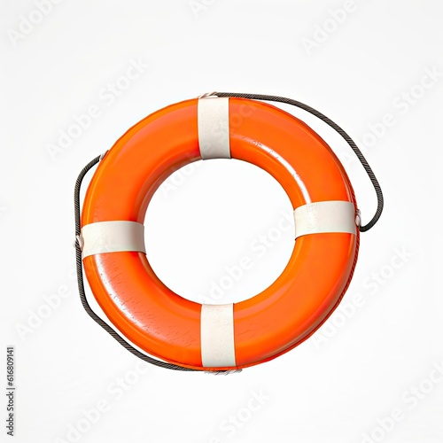 Orange and white life preserver on a white background created with generative ai technology