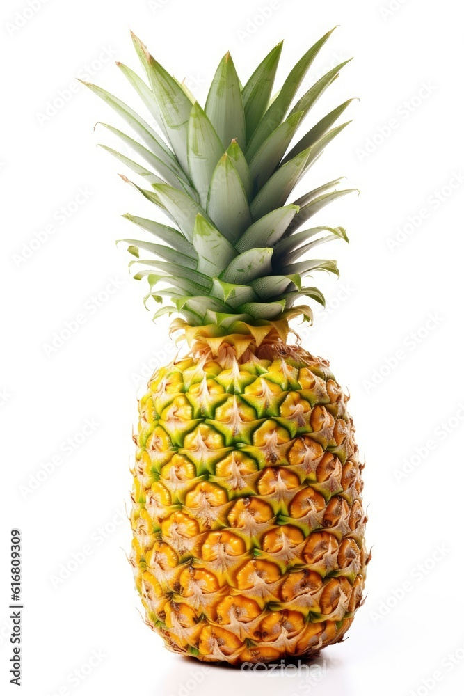 Vibrant and ripe pineapple on a clean white background created with generative ai technology Vibrant and ripe pineapple on a clean white background created with generative ai technology