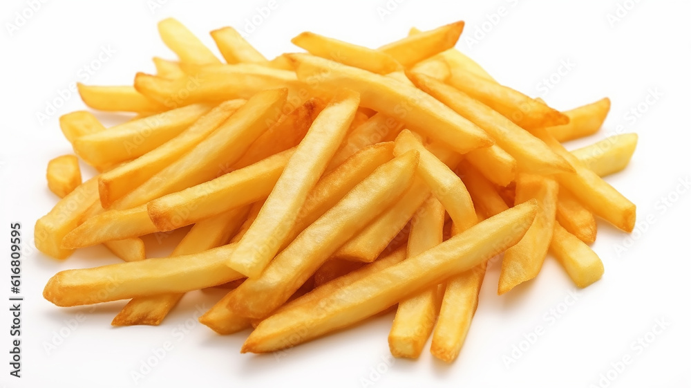 french fries isolated on a white background. Generative AI french fries isolated on a white background. Generative AI
