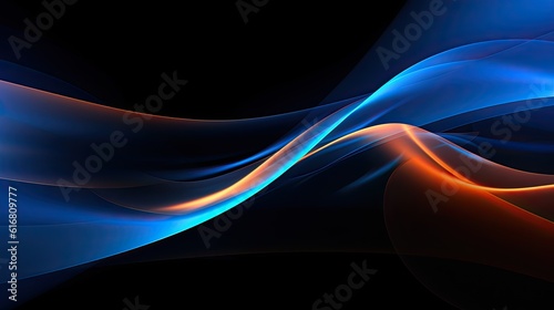 Colorful soft 3d glowing wavy structure over black background. Abstract digital illustration, AI generated image