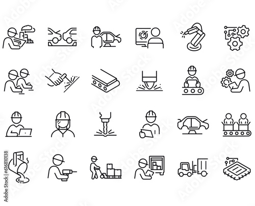 Manufacturing line icons vector design 