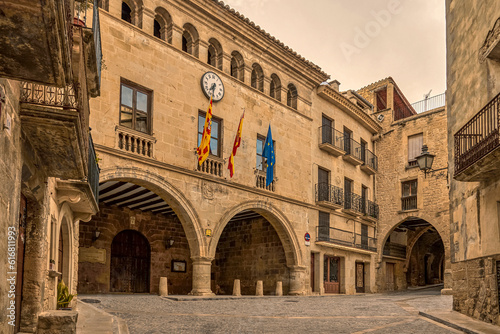 Calaceite village.Town Hall and historic center located in Teruel province, in the region of matarraña, Aragon community, Spain photo