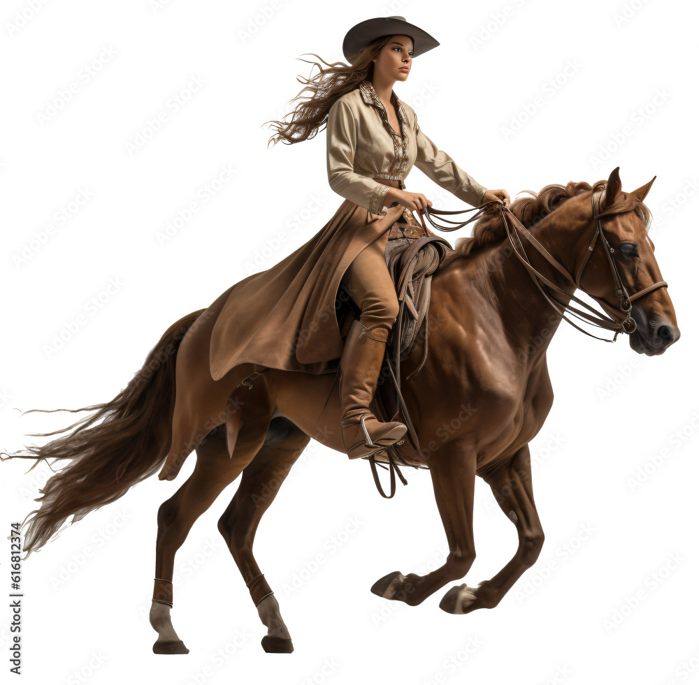 Woman horse riding isolated on the transparent background PNG. AI ...
