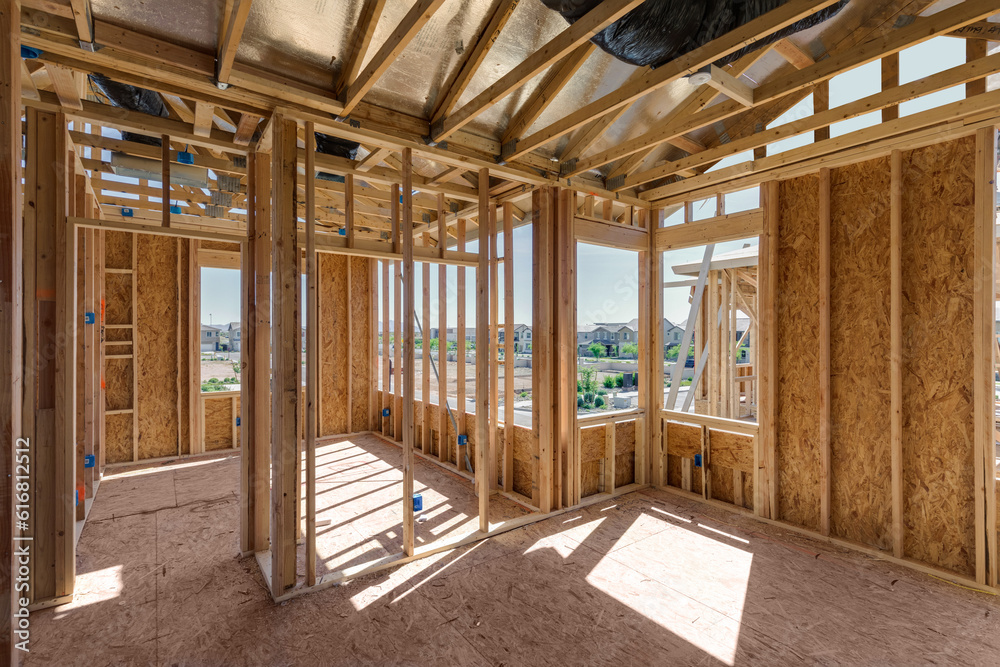 New home construction. A new residential development. New home construction. A new residential development.