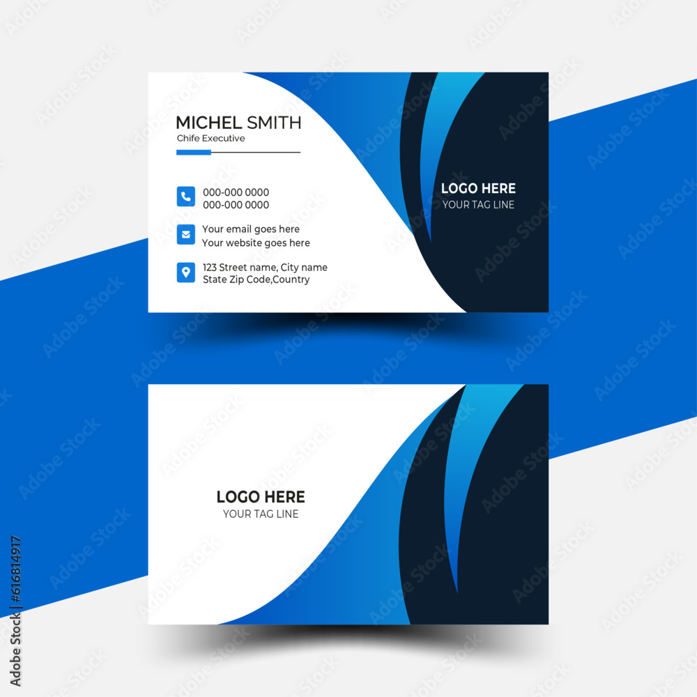 Double-sided creative business card template.  Vector illustration design.