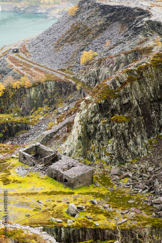 View across an abandoned slate quarry in Snowdonia photo