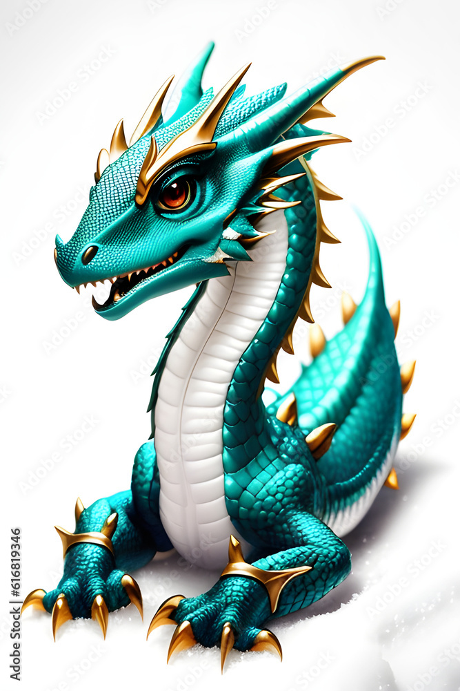 Fototapeta premium Cute dragon close up, generative ai 