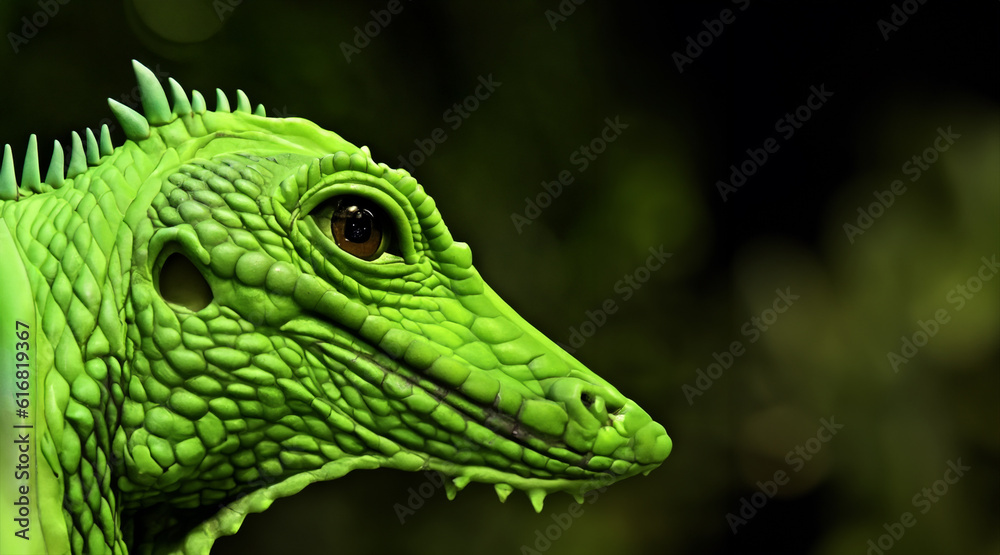 green dragon lizard on natural background created with generative ai technology green dragon lizard on natural background created with generative ai technology