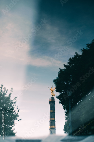 Reflection of Victory Column in Berlin, Germany