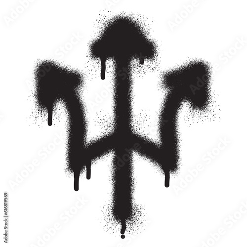 Trident icon graffiti with black spray paint