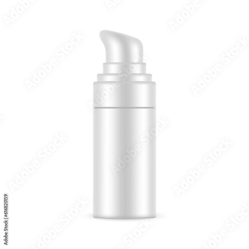 Small Airless Pump Bottle Mockup, Isolated on White Background. Vector Illustration
