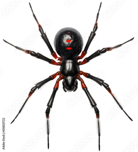 Black widow spider isolated on white background as transparent PNG, generative AI animal