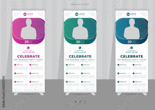  Creative business agency fashion, graduation celebration, roll-up banner design or pull-up banner template