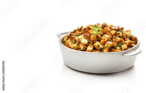 Bowl of Stuffing Isolated on a White  Background 