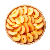 Delicious Bowl of Peaches Isolated on a Transparent Background 