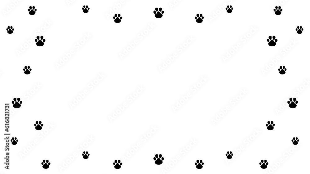 Fototapeta premium 犬 肉球 フレーム モノクロ 背景 動物