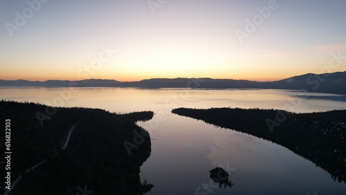 Sunrise in the mountains. Lake Tahoe. 