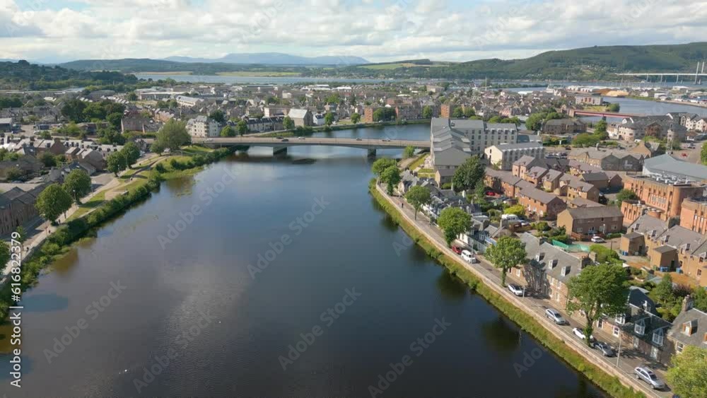 Aerial drone video of the Scottish city Inverness Aerial drone video of the Scottish city Inverness