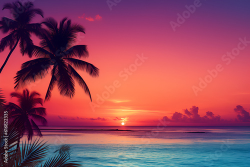 sunset on the beach © alphazero