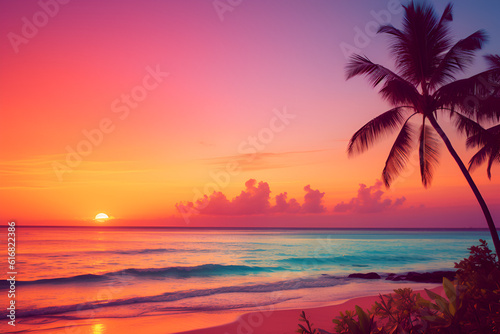 sunset on the beach © alphazero