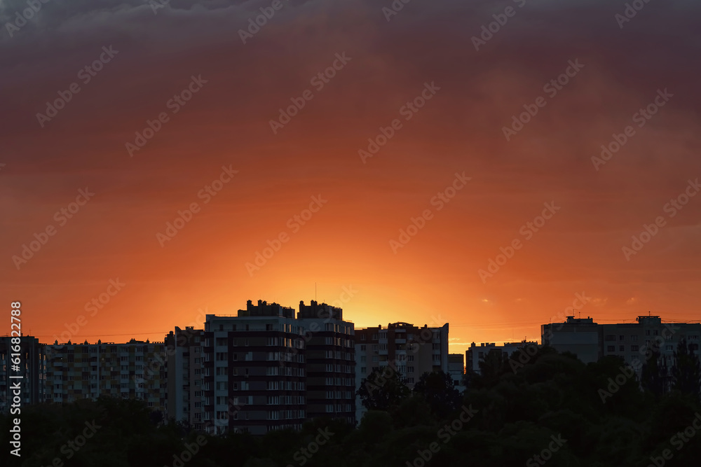 Sunset over the city. Urban landscape