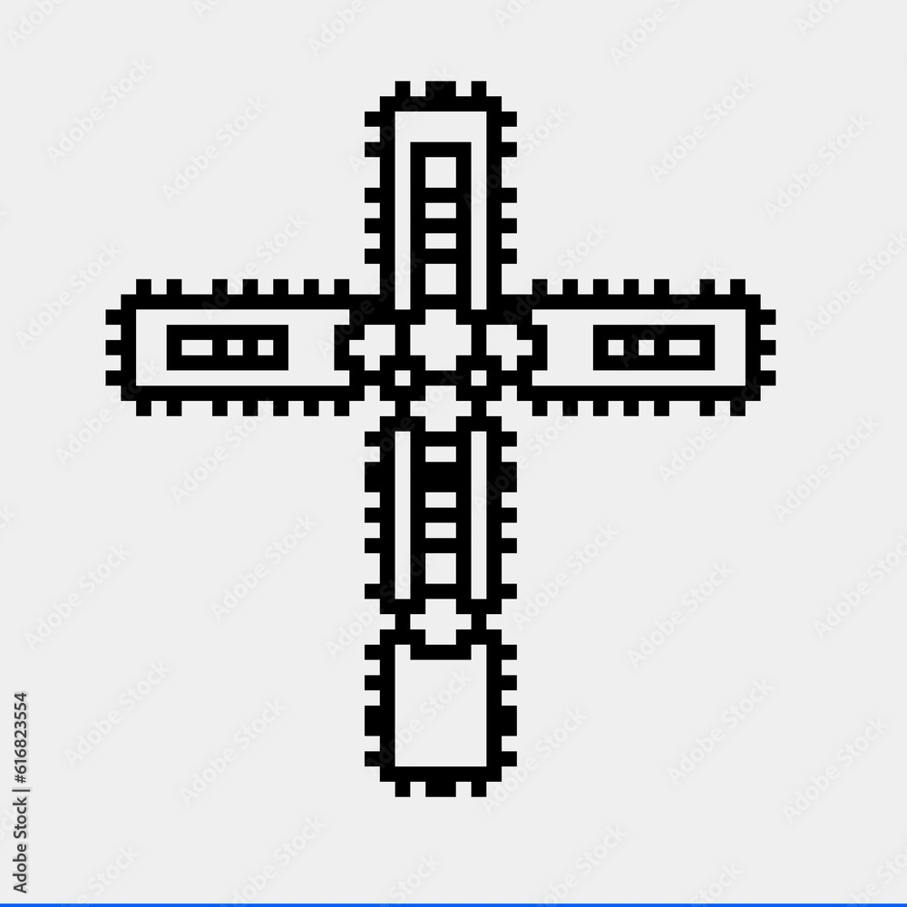 Cross with black and white patterns on a white background. Cross with black and white patterns on a white background.