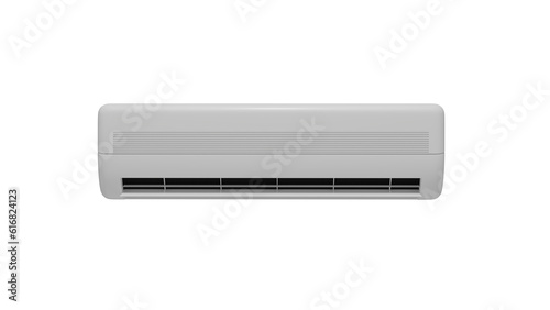 White modern air conditioner isolated on transparent and white background. Minimal concept. 3D render